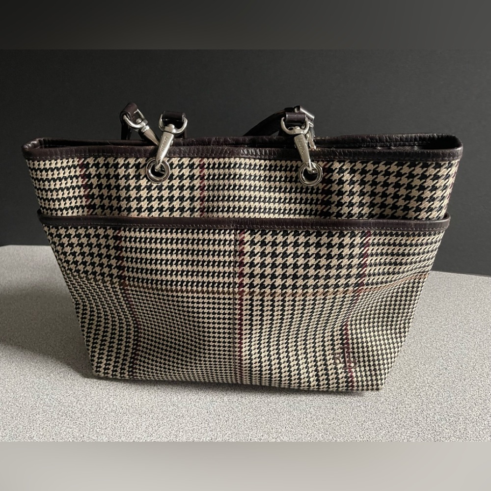Vintage Lauren Ralph Lauren Houndstooth Small Tote Bag